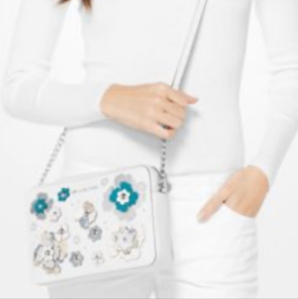 Michael Kors White Floral Embellished Clutch - Picture 2 of 8